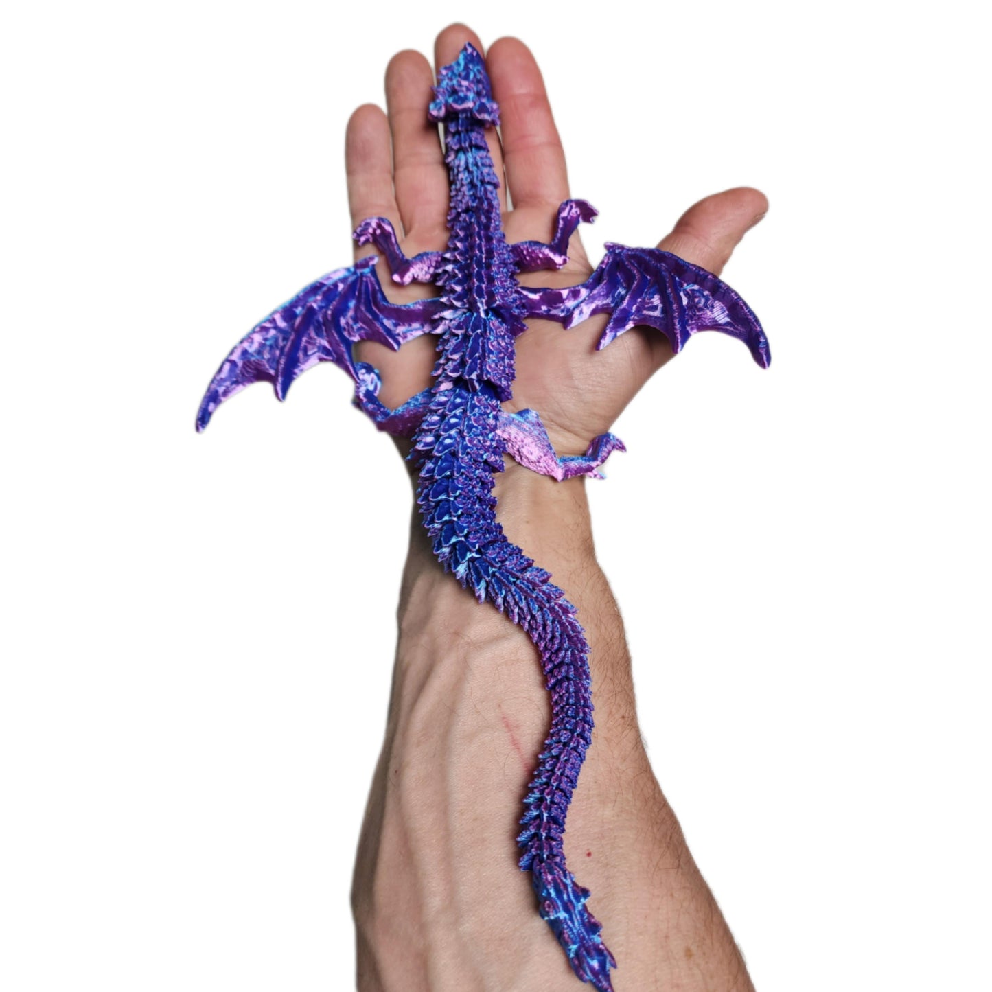 3D printed articulating winged Dragon. 14 inches long! 8 inches wide. 1 inch high.